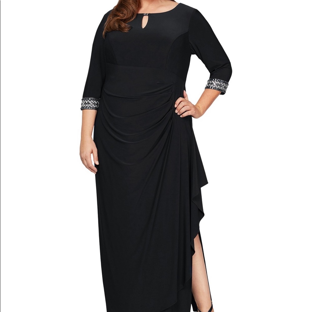 Alex Evenings Plus Size Embellished Cascade Gown